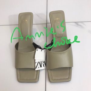 ZARA Leather Sandals(Green, US 8/EUR 39)